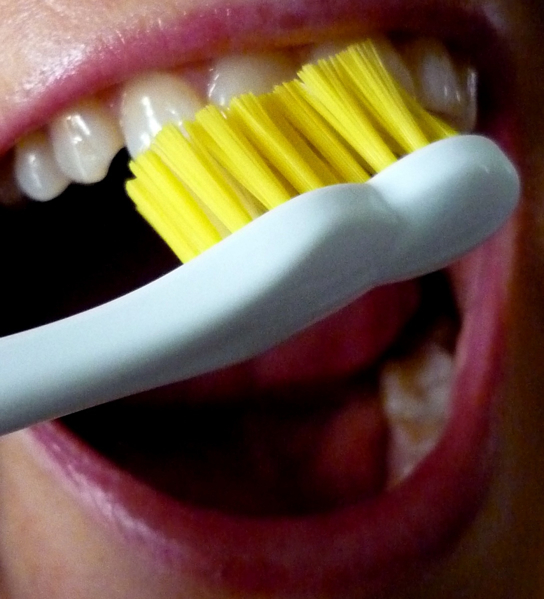 close up photo of teeth being brushed