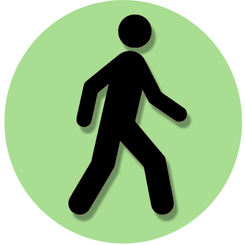 green circle icon with personal walking