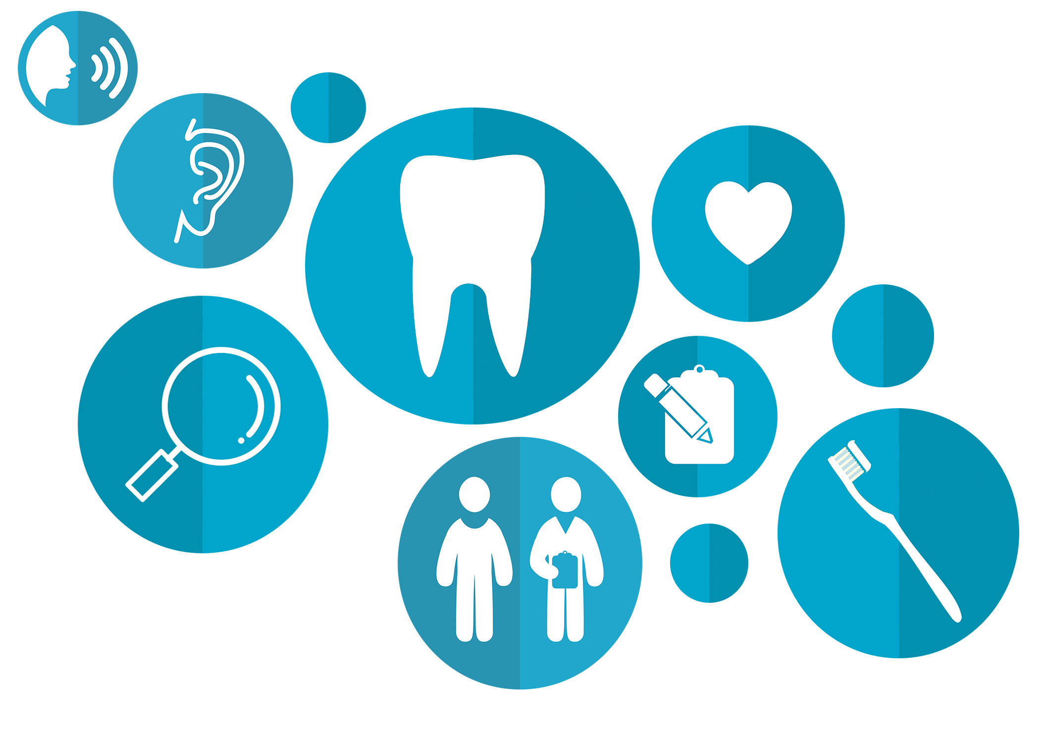 circles with icons related to dentistry